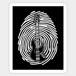 Fingerprint Bass Guitar Outline Dark Theme Sticker